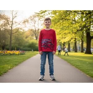 Hanna Andersson Boys LongSleeve Red Bike Tee Size 140(10Y) Made Peru Cotton NWOT